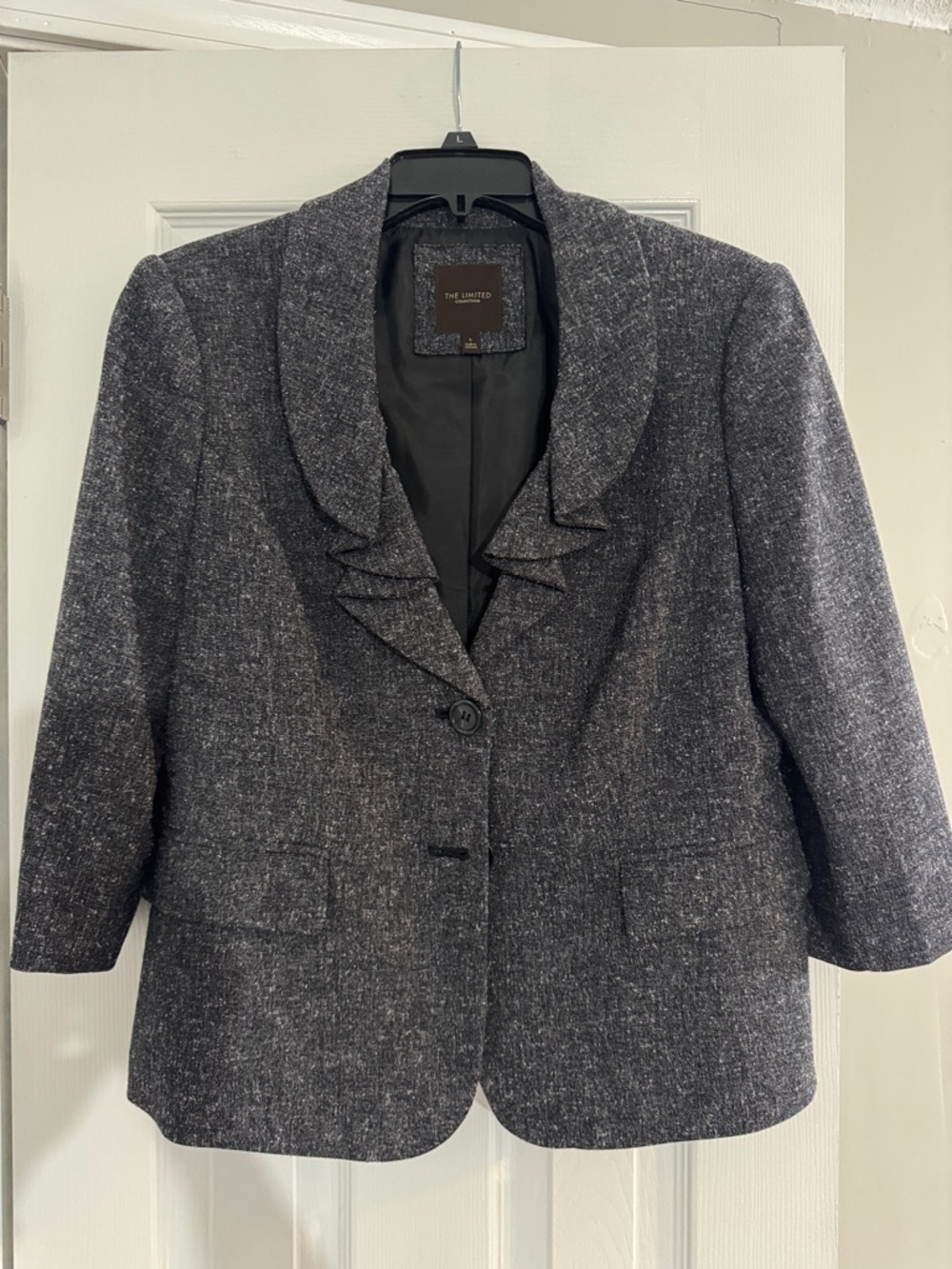 The Limited | Cropped Ruffle Collar Blazer | Size Lg
